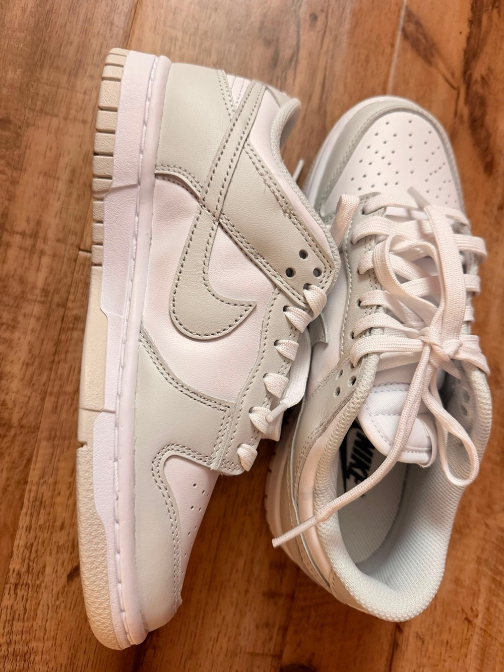 Women's Low-Top Leather Sneakers in Cream & White